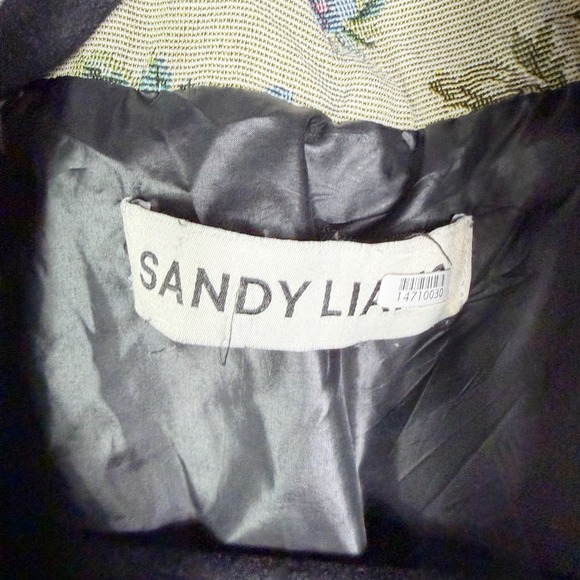 Sandy Liang Dove Faux Shearling Vest Floral Sherpa Fleece Black Beige Sz S - Picture 9 of 13